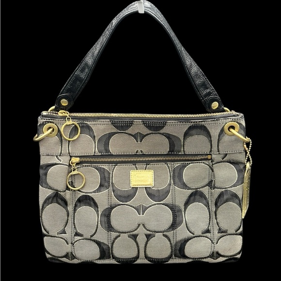 Coach Handbags - GUC Coach Poppy Signature Shoulder Bag w/ Large Glitter Hangtag